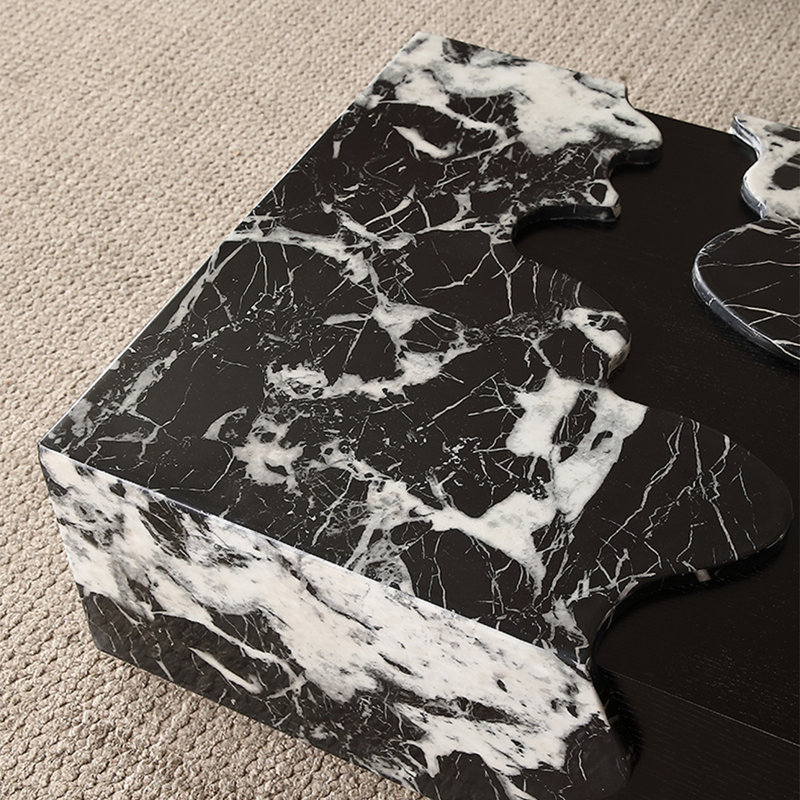 Creative rectangular marble end table, 11.8" H x 55.1" L x 31.5" W
