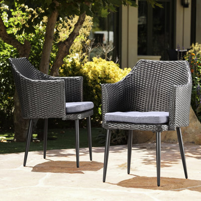 2 chaises de soleil d'extérieur - PE et fer gris, rembourrage en tissu imperméable 2 sièges de cour arrière, eau