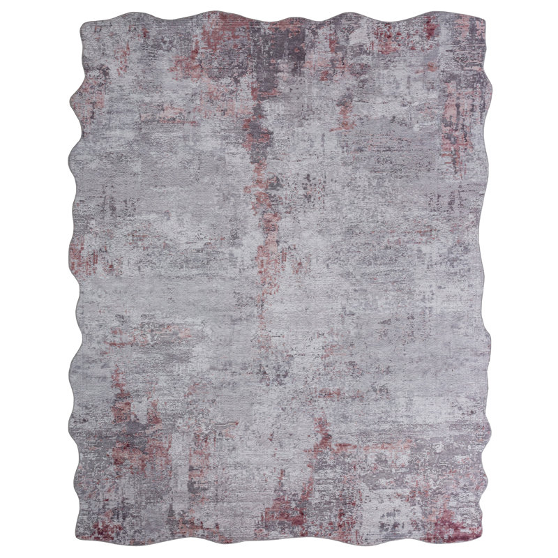 Abstract Area Rug in Pink, Rectangle 5' x 7'