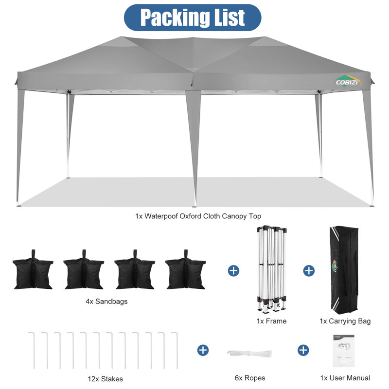 10x20 Pop Up Canopy Tent Waterproof Commercial Instant Shelter Outdoor Gazebo , Gray
