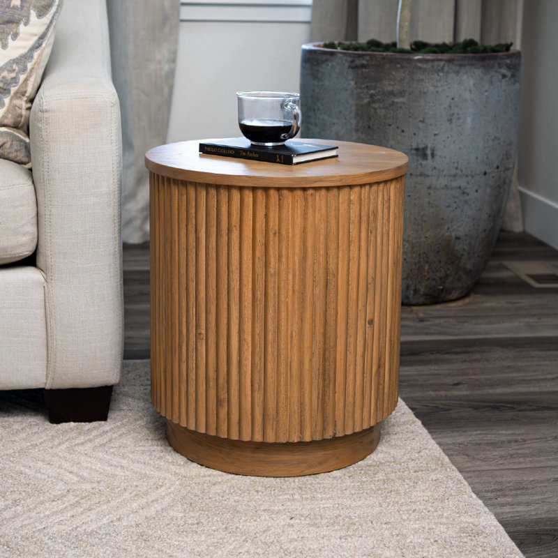 Maven Lane Dallas Solid Wood Side Table, Aged Natural