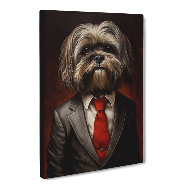 Shih Tzu in a Suit Painting No.2 - Wrapped Canvas, 60cm H x 40cm W x 3cm D