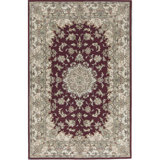 Wool Oriental Area Rug in Wine/Ivory