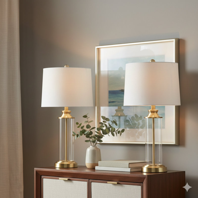 Ensemble de 2 lampes de table en verre Clarity