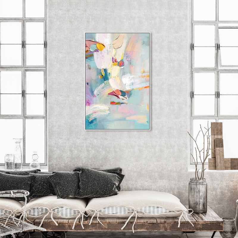 Sunny Chicago - peinture sur toile, Toile blanche encadrée, H 45 po x l 30 po