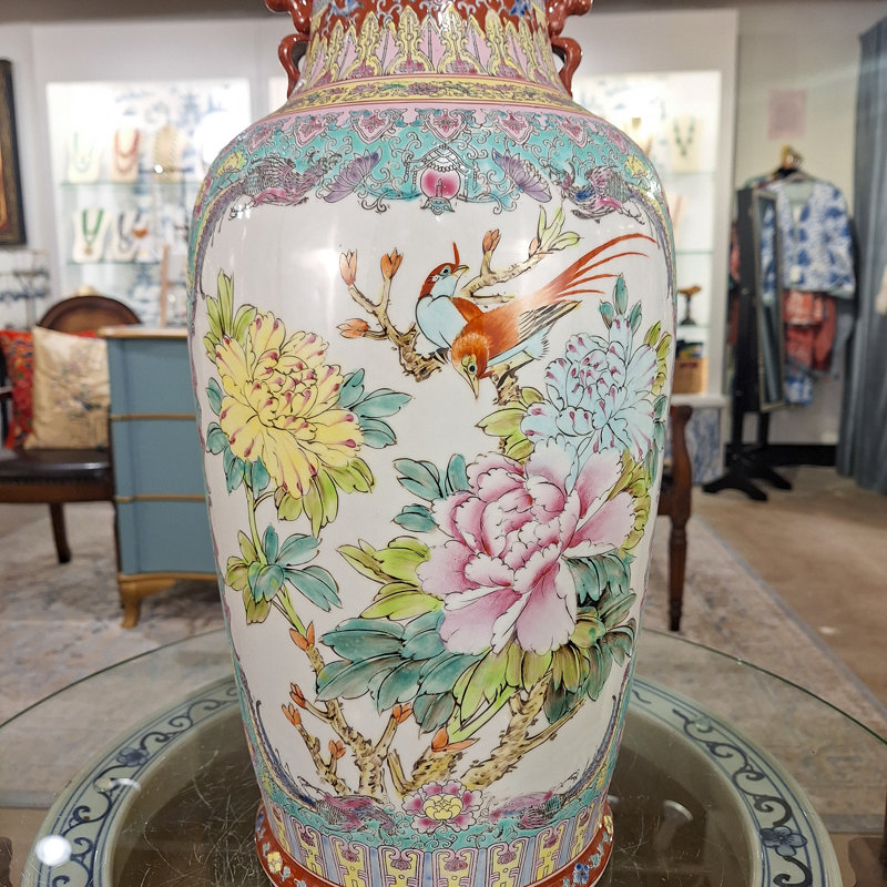 Famille Rose Peony and Bird Vase