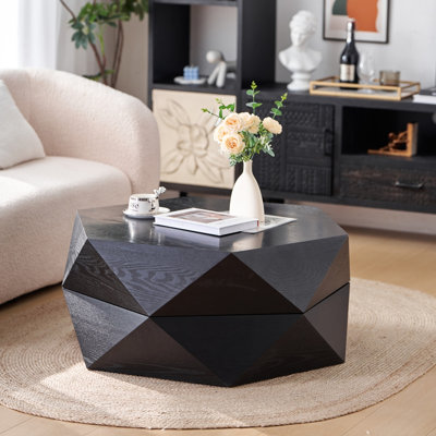 Table basse 36,61 po avec plateau rabattable en polyéthylène de style rétro pour un accès pratique