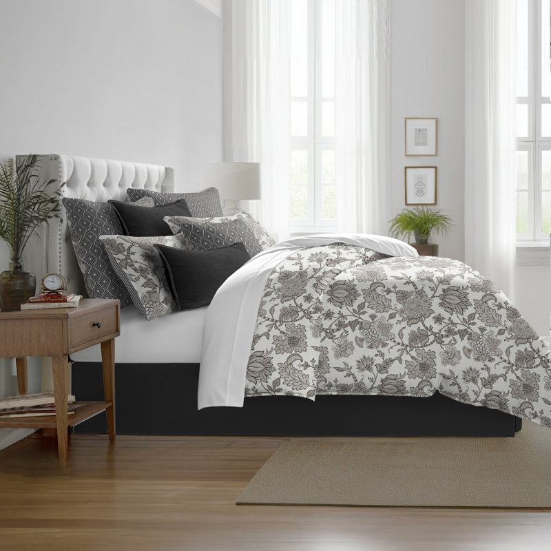 Bronte Ivory Cotton Duvet Cover Set, California King Duvet Cover + 7 Additional Pieces