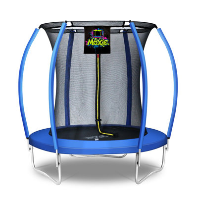 Moxie 6 FT Pumpkin-Shaped Outdoor Trampoline with Enclosure Set and with Safety Net, Mat, Pat