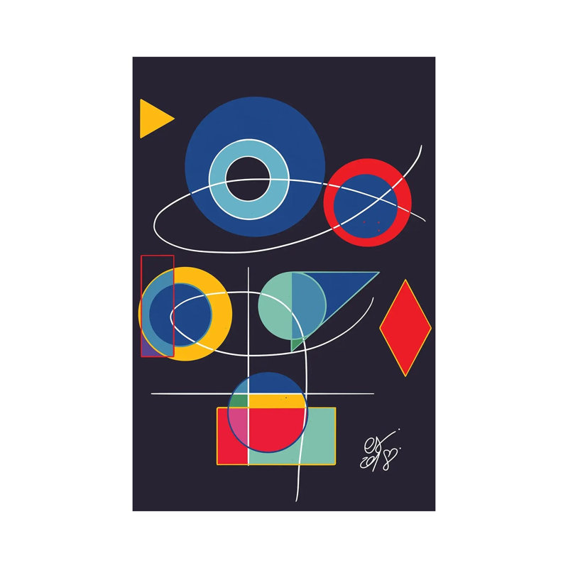 Joyful Abstract Geometric by Emmanuel Signorino - Wrapped Canvas Print, 20.32 cm H x 30.48 cm W