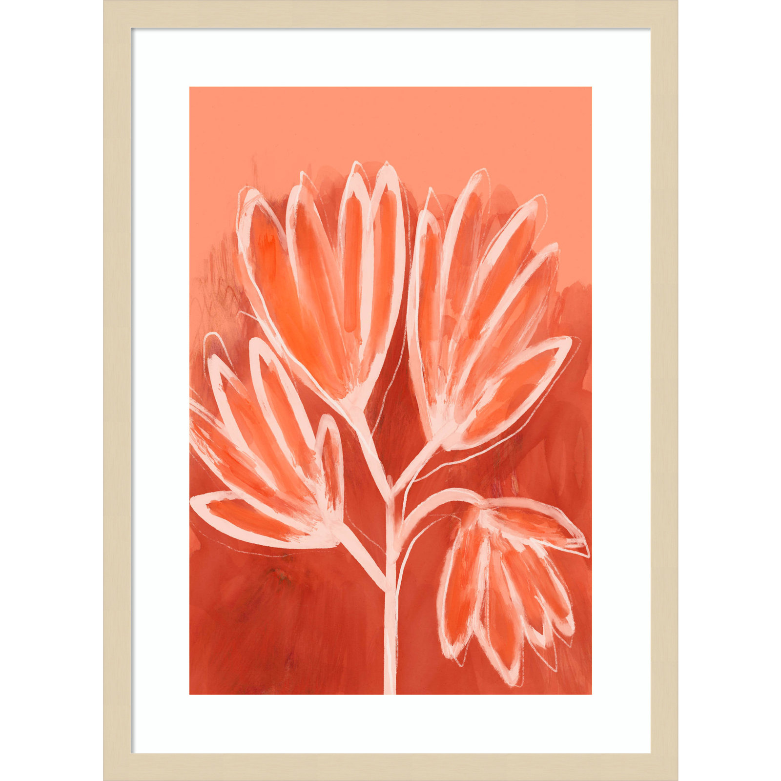 Galya "Peachy Flowers" Print by Treechild, Brown, 25" H x 19" W