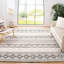 Tapis gris / ivoire en laine / coton tissé à la main à rayures Jacques-1067732534