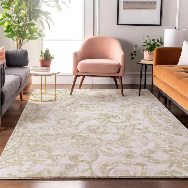 Premium Machine Washable Prisco Beige Rug, Rectangle 2'6" x 3'10"