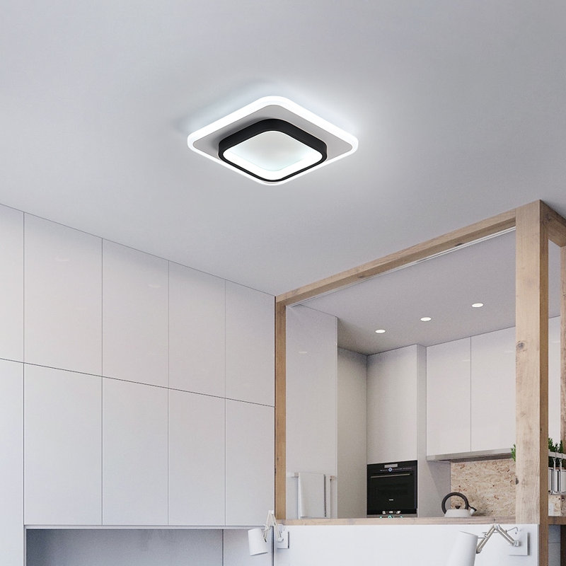 Ziane LED Flush Mount, White/Black, 6000K