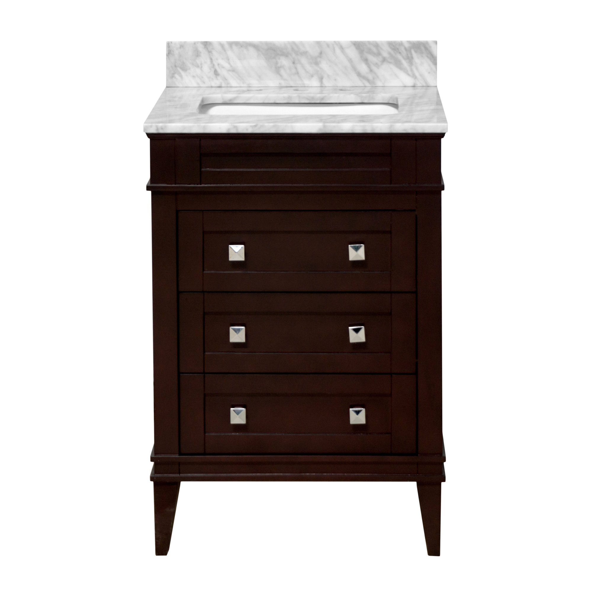 Frankfurt 24'' Single Bathroom Vanity, Carrara Marble, Chocolate