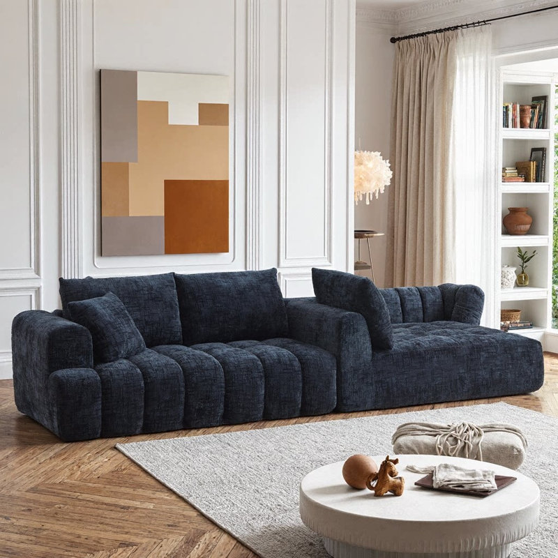 Canapé modulaire surdimensionné en L 108 po Chenille, Bleu