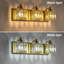Éclairage pour salle de bain moderne en cristal doré avec abat-jour carré, luminaire mural à 3 lumières pour miroir, douille E26, à intensité variable, installation facile