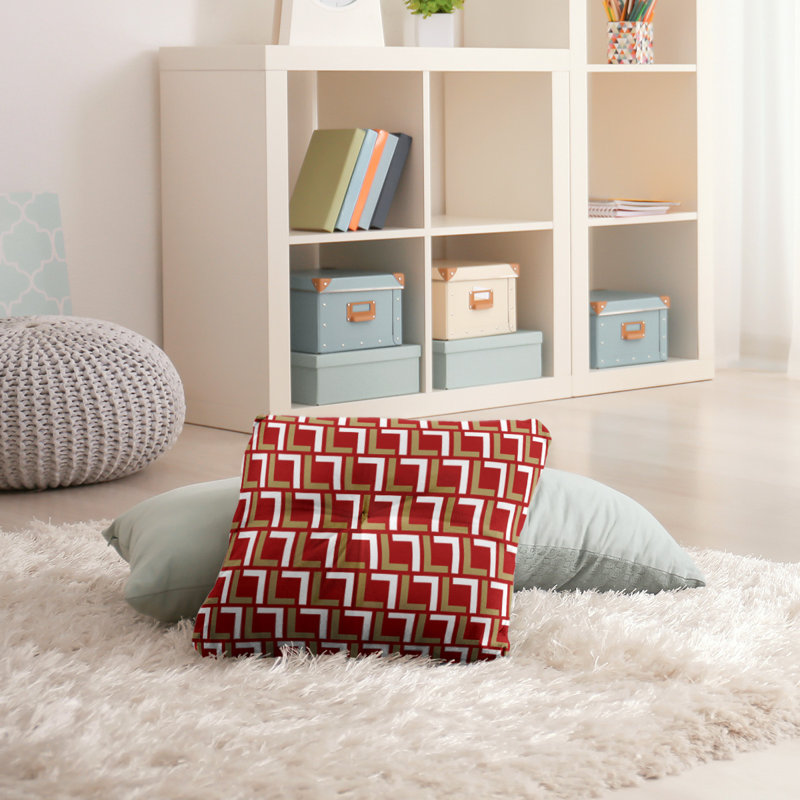 Housse et insert de coussin carré San Francisco, Rouge / or / blanc, 26'' x 26''