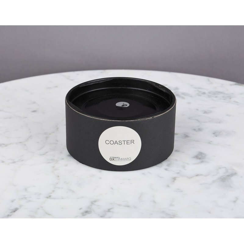 Leather Round 5 Piece Coaster Set, Nature
