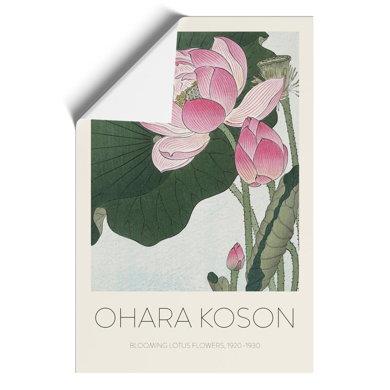 Pink Lotus Flower Print by Ohara Koson - Frameless Print, 59cm H x 42cm W x 0.1cm D