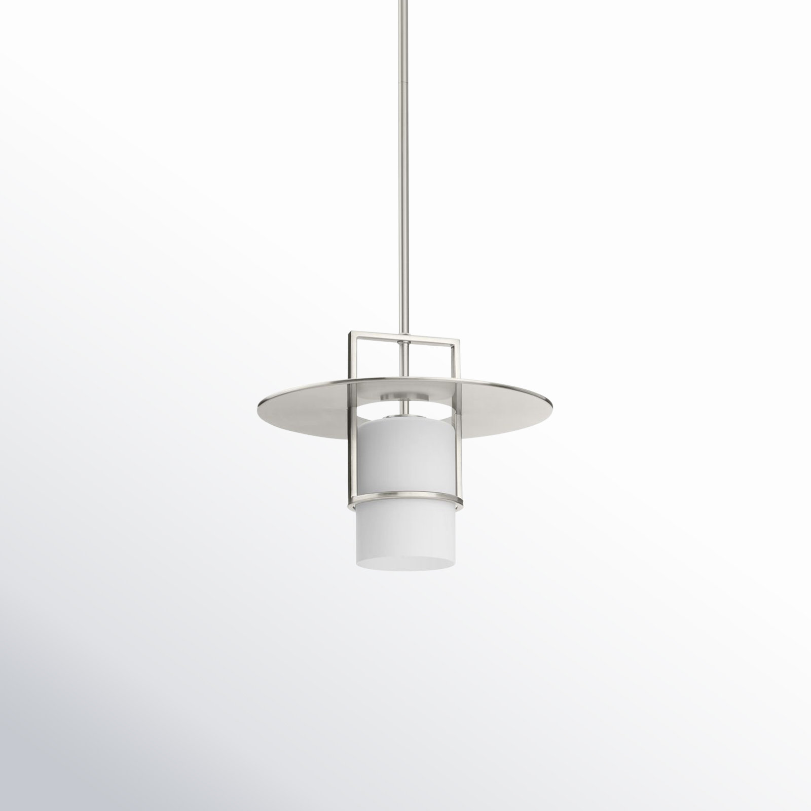 Cinder Single Light Etched Glass Dimmable Pendant, Brushed Nickel