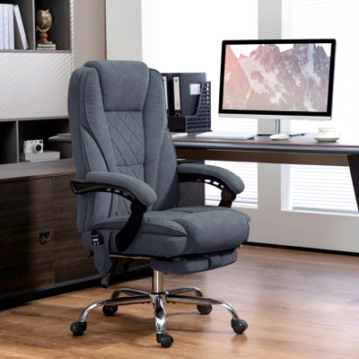 Charcoal Gray Massage Office Chair, With Foot Rest, Executive Office Chair, With 6 Vibration Point And Heat, Reclining Computer Chair, Swivel Desk Chair, Adjustable Height