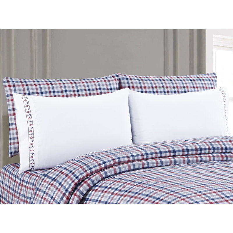 Posh Home Tartan Plaid 6 Piece Sheet Set Microfiber Twill Plaid Sheet Set, King