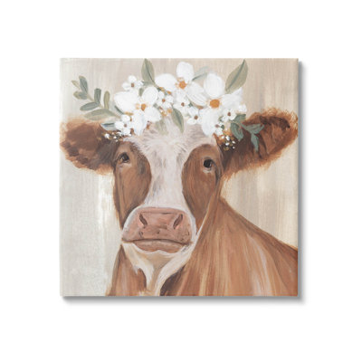 Art floral sur toile, couronne de fleurs brunes par Annie Warren