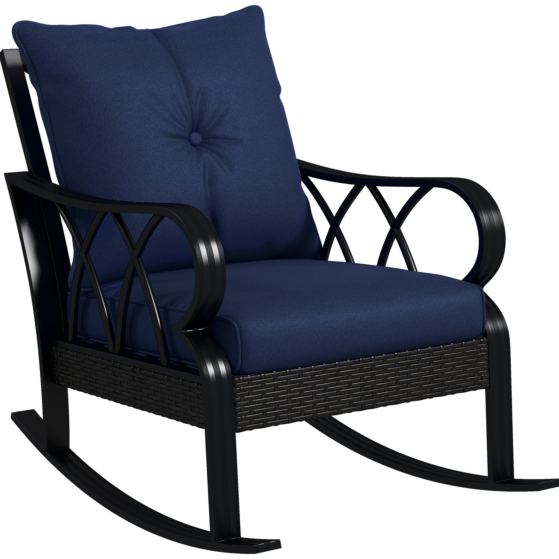 Canora Grey Aluminum Rocking Chair With Navy Blue Seating. Accents Add ...