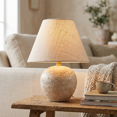 Lampe de table moderne transitionnelle 14,5 "de haut avec abat-jour en tissu