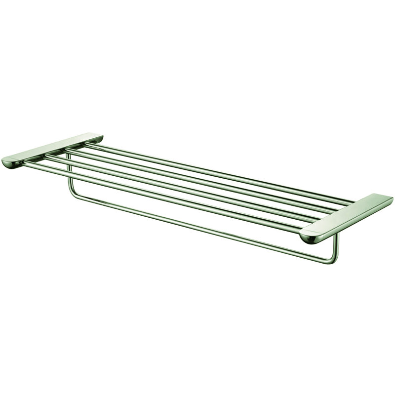 9501 Series Metal Floating Shelf with Towel Bar, Brushed Nickel