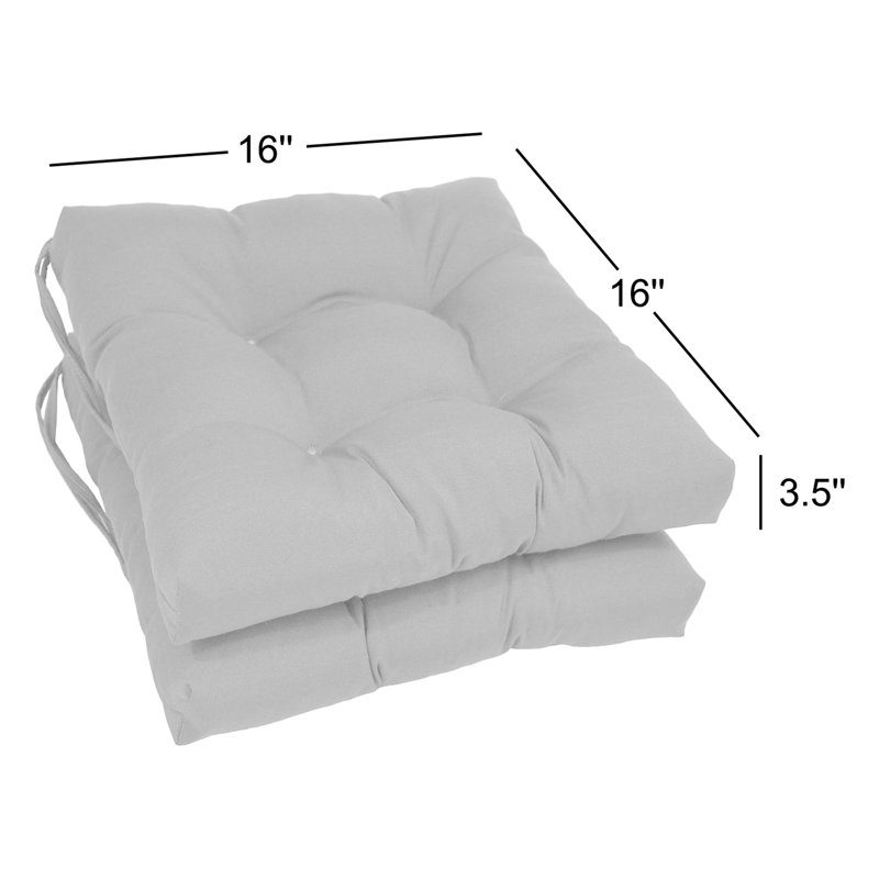 16-Inch Solid Twill Square Tufted Chair Cushions, Ruby Red