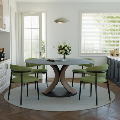 5Pcs Round Dining Set X-Shape Pedestal