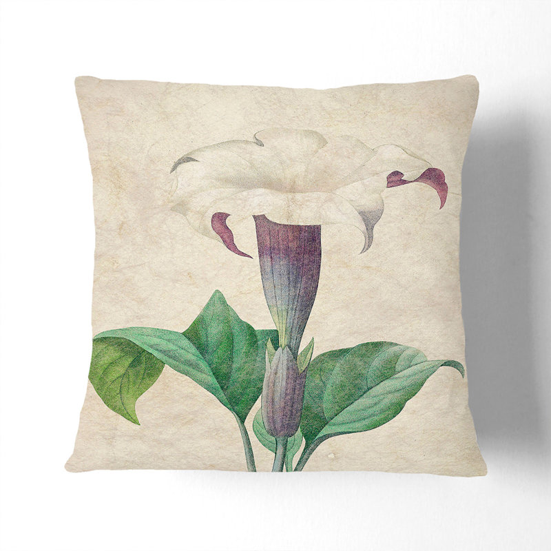 Daturas Flower Square Throw Cushion, 40cm H x 40cm W x 15cm D