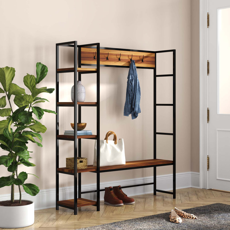Adelphie 140 cm W Hall Tree with Storage Bench and Shoe Storage