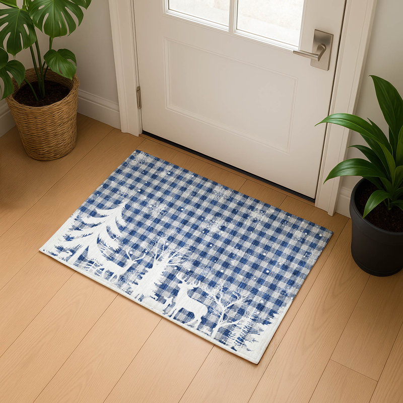 Premium Machine Washable Castillon AMF1824 Winter Forest Holiday Rug, Rectangle 1'8" x 2'6"