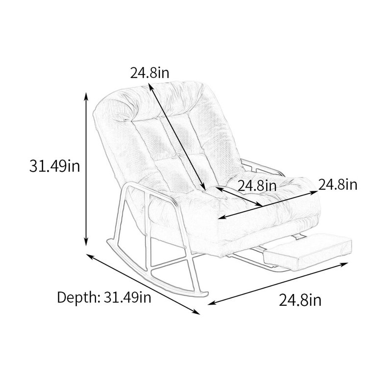 Chaise berçante ergonomique en velours côtelé, Vert foncé