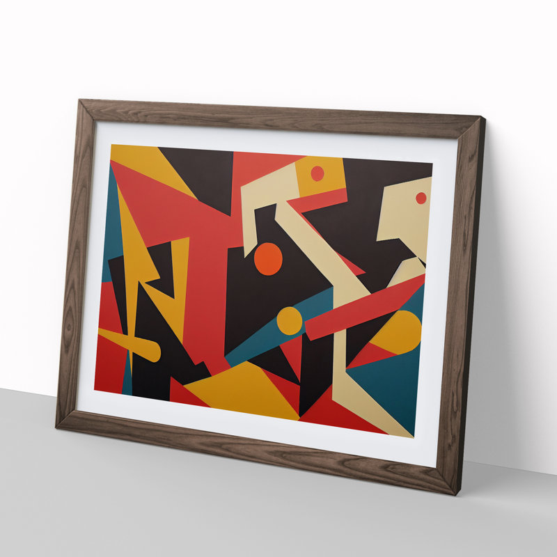 XH1022-8695X Suprematism Modern Art Vol.6 Abstract 1 Piece Single Picture Frame Wall Art, 46cm H x 64cm W x 2cm D, Walnut