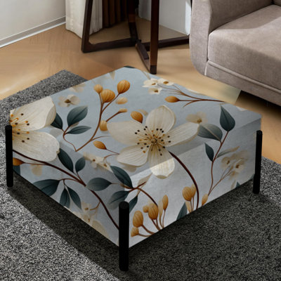 Ivoire Coastal Elegance Floral Motif III - Grand repose-pieds carré floral