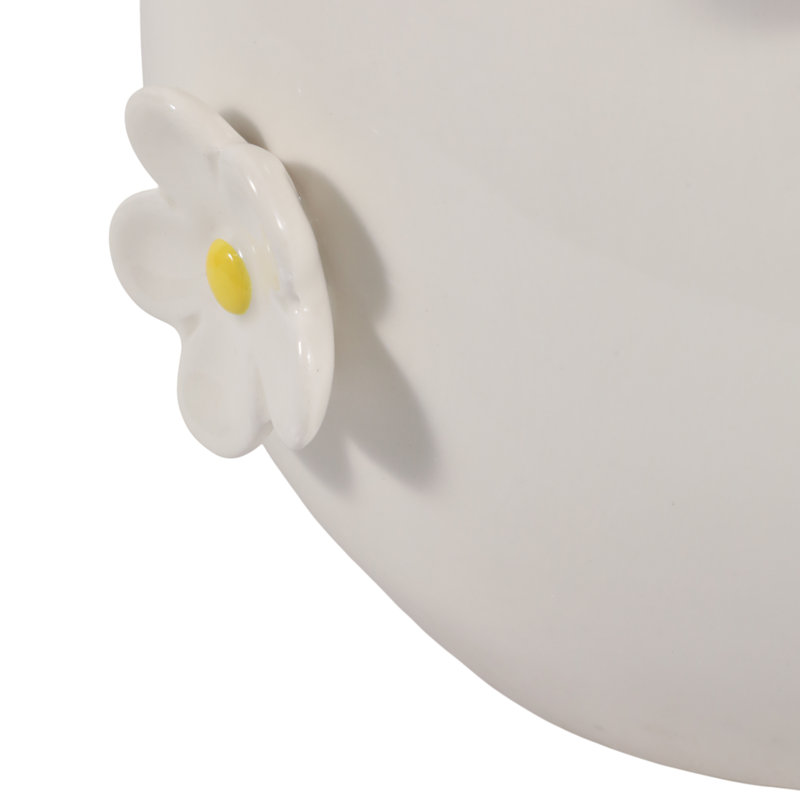 Vase en grès cérame orné de marguerites décoratives Daisy, 10"