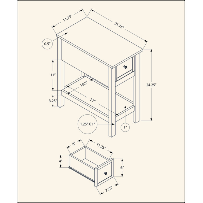 Table de chevet polyvalente en bois avec rangement et fonctionnalité pour la chambre à coucher et le salon