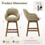 Tabouret de bar pivotant de 26 po avec dossier, tabouret de bar rembourré à hauteur de comptoir avec pieds en bois massif, chaise de bar pivotante à 360 ° pour comptoir de cuisine, îlot et pub-1139592101