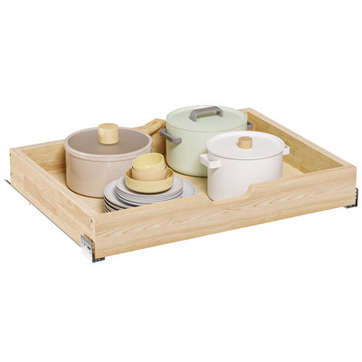 28.5"W x 21"D Wood Pull Out Cabinet Organizer, Solid Birch Plywood Slide Out Drawer for 33" Base Cabinets, Heavy Duty Roll Out Pantry Shelf with Soft Close Glides (Fits 29" Min Opening)