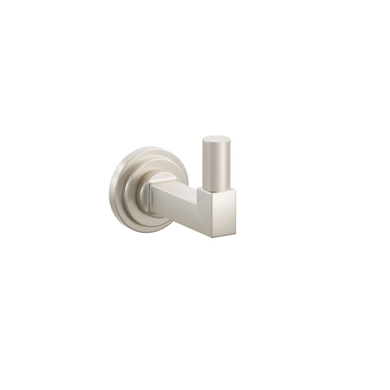 Crochet simple Emtek Select avec rosette à disque, tige carrée et pointe moletée, Satin Nickel