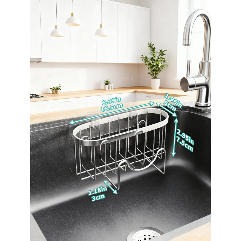 Organisateur multifonctionnel d'évier de cuisine en forme de M, 2 méthodes d'installation pour porte-éponge, support d'évier antirouille pour brosse, bouchon et grattoir