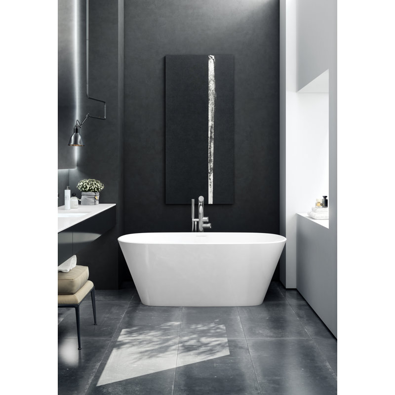 Vetralla 59" x 29" Freestanding Soaking Bathtub, Gloss White