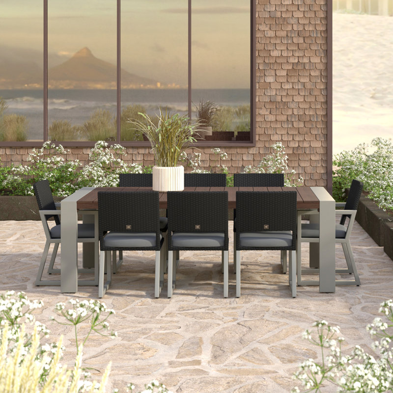 8 Piece Sunbrella Outdoor Patio Dining Chairs - Navy, Gray, Brown