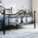 Anterrio Metal Open-Frame Bed with Butterfly Pattern Design Headboard and Footboard