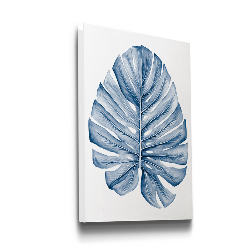 Reproduction d’art sur toile tendue « Indigo tropical Leaves I », H 48 po x l 32 po x P 1 po
