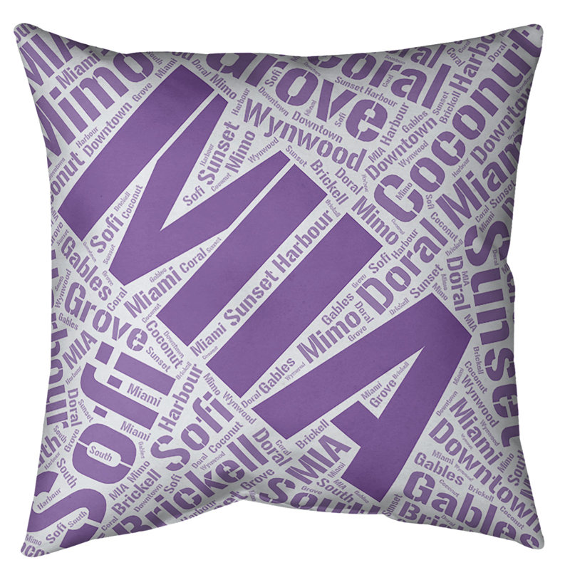 Coussin intérieur / extérieur Miami, H 16 po x l 16 po, Non, Mauve